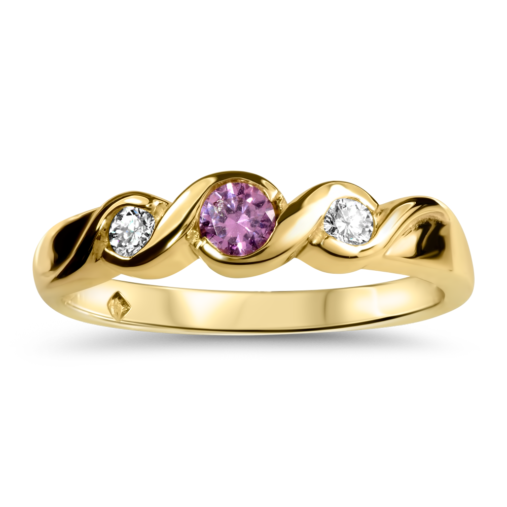Amanda 9ct Yellow Gold Diamond & Pink Sapphire Ring 