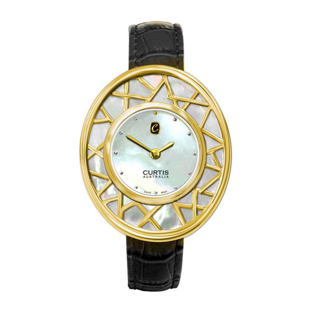 Myst Ladies Watch - Yellow Gold, Mother of Pearl Dial 