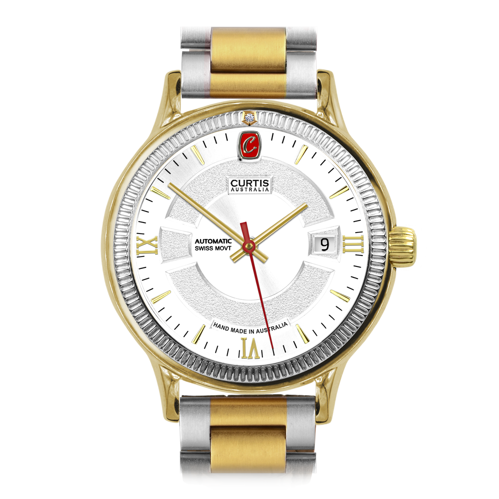 Motima RT White Dial 9ct Gold Watch 