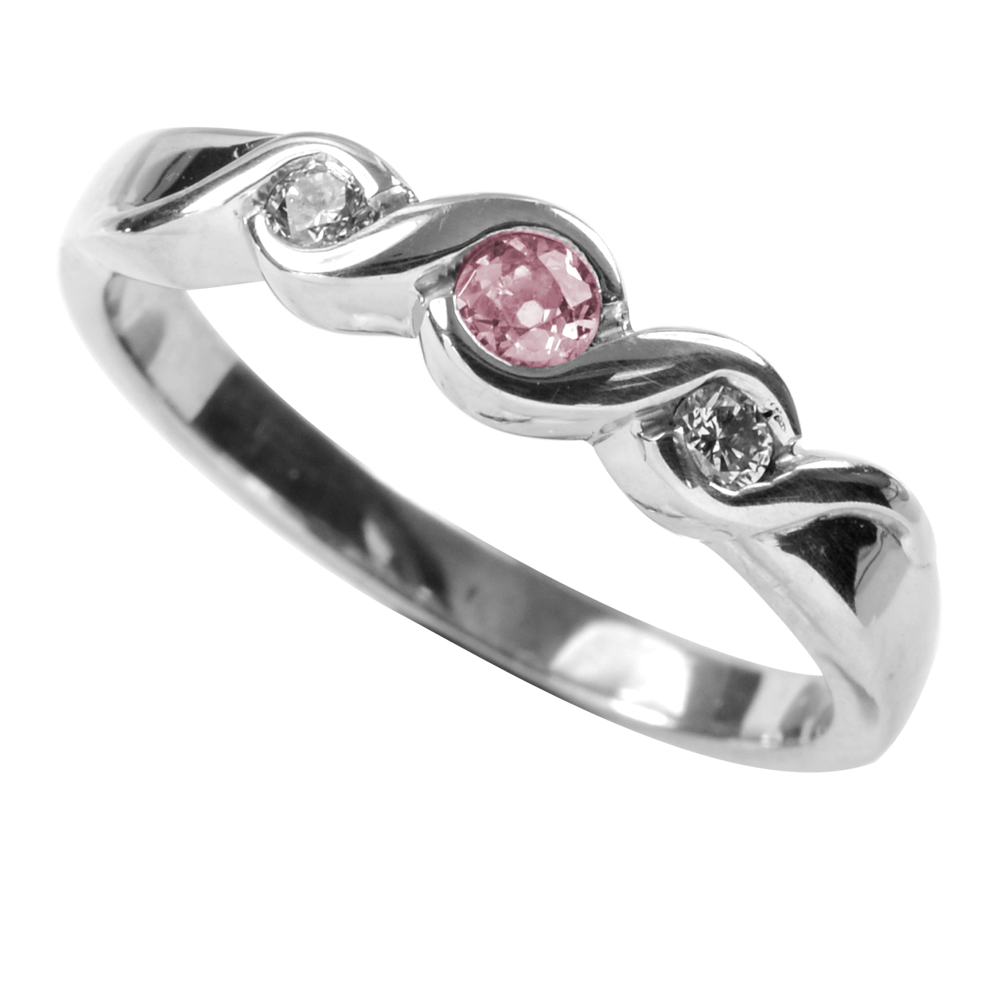 Amanda 9ct White Gold Diamond & Pink Sapphire Ring 