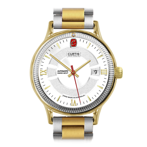 Motima RT White Dial 9ct Gold Watch 