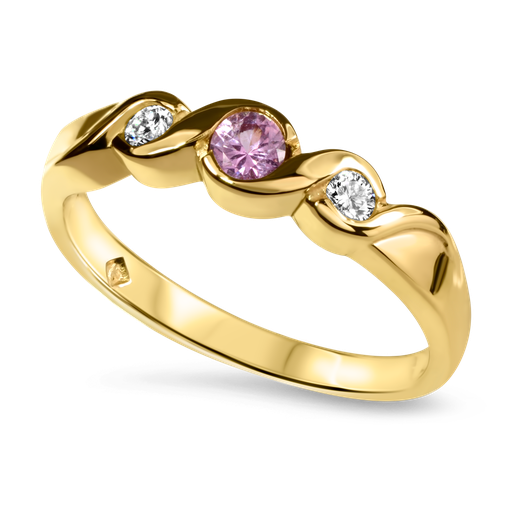 Amanda 9ct Yellow Gold Diamond & Pink Sapphire Ring 