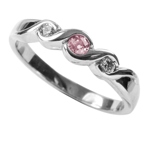 Amanda 9ct White Gold Diamond & Pink Sapphire Ring 
