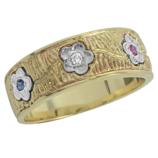 Bark Ring - floral motifs